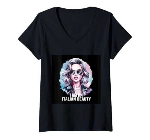 Damen Stolze Italienerin mit Spruch für italienische Frauen T-Shirt mit V-Ausschnitt von !!!Yeah Stolz Designz