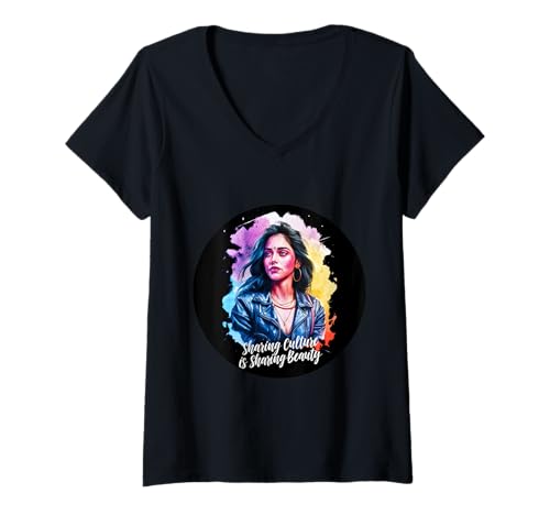 Damen Motiv für Toleranz Spruch Sharing Culture is Sharing Beauty T-Shirt mit V-Ausschnitt von !!!Yeah Toleranz Designz
