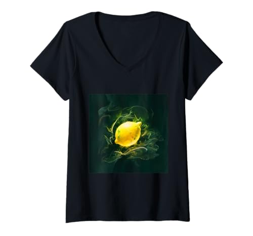 Damen Zitrone in starken Wasserfarben T-Shirt mit V-Ausschnitt Damen Zitrone in starken Wasserfarben T-Shirt mit V-Ausschnitt von !!!Yeah Zitrone Designz