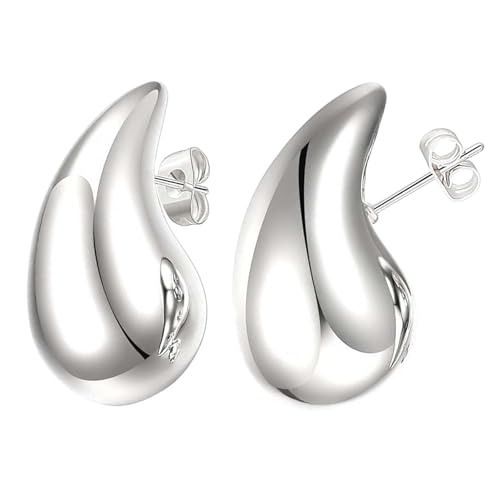 18K Ohrringe Dupes,Chunky Earrings für Damen,Dicke Creolen für Frauen,Goldene Ohrringe Damen,Hypoallergene Waterdrop Earrings,hypoallergene 585 vergoldete Ohrringe Modeschmuck für Frauen und Mädchen von YeahBoom