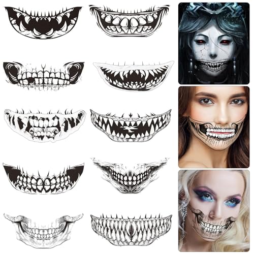 Halloween Temporäre Tattoos,Halloween Tattoo Gesicht,Tattoo Halloween Narben,Wunden Halloween,Wunde Tattoo,Halloween Mund Tattoo,Skelett Tattoo,Halloween Tattoo Gesicht Geist,Tattoo Narben von YeahBoom