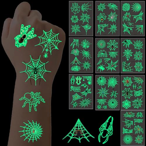 10pcs Halloween Temporäre Tattoos,Spinnen Temporäre Tattoos,Leuchten im Dunkeln Kindertattoos Sticker,Halloween Tattoo Gesicht,Tattoo Halloween Narben,Wunden Halloween,Wunde Tattoo,Tattoo Narben von YeahBoom