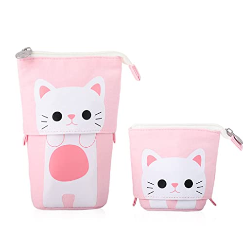 YeahBoom Federmäppchen Reißverschluss,2-in-1 Schlampermäppchen und Stifteköcher,Federmäppchen Mädchen,Ständer Bleistifthalter,Teleskopisch Mäppchen,Stifteköcher für Teenager Schülerin von YeahBoom