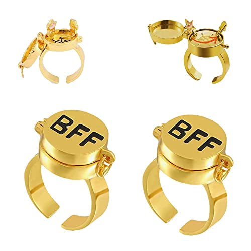 YeahBoom 2 Stück Beste Freunde für Immer Ringe Einstellbar Offene Kappe Ring Süßes BFF Ring Offene Kappe Ringe Gold Ringe Schmuckgeschenke für Frauen Mädchen von YeahBoom