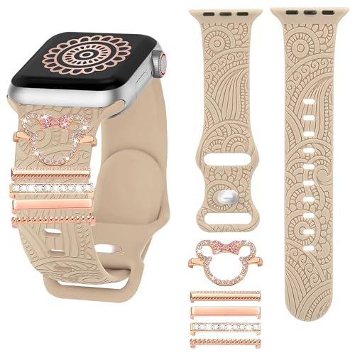 Dekorative Ring Armband kompatibel mit Apple Watch Armband Charme 42mm 44mm 45mm 49mm,Charms für Uhrenarmband,Dekorative-Rings-Loops Kompatibel mit Silikon für Smartwatch Uhrenarmband Schmuck von YeahBoom