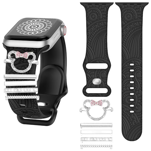 Dekorative Ring Armband kompatibel mit Apple Watch Armband Charme 42mm 44mm 45mm 49mm,Charms für Uhrenarmband,Dekorative-Rings-Loops Kompatibel mit Silikon für Smartwatch Uhrenarmband Schmuck von YeahBoom