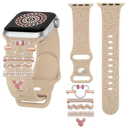 Dekorative Ring Armband kompatibel mit Apple Watch Armband Charme 42mm 44mm 45mm 49mm,Charms für Uhrenarmband,Dekorative-Rings-Loops Kompatibel mit Silikon für Smartwatch Uhrenarmband Schmuck von YeahBoom