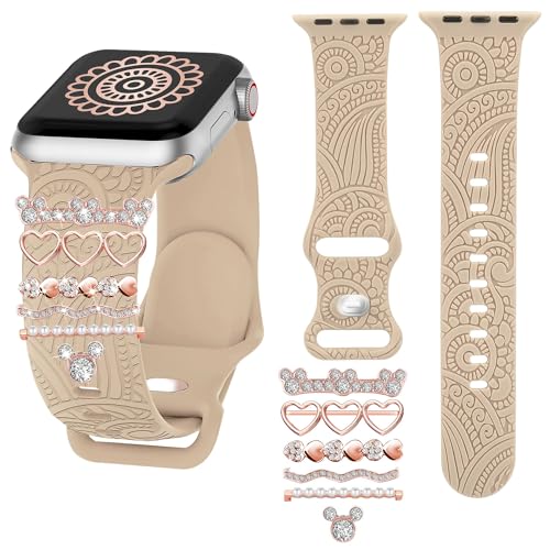 Dekorative Ring Armband kompatibel mit Apple Watch Armband Charme 42mm 44mm 45mm 49mm,Charms für Uhrenarmband,Dekorative-Rings-Loops Kompatibel mit Silikon für Smartwatch Uhrenarmband Schmuck von YeahBoom