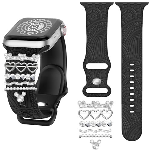 Dekorative Ring Armband kompatibel mit Apple Watch Armband Charme 42mm 44mm 45mm 49mm,Charms für Uhrenarmband,Dekorative-Rings-Loops Kompatibel mit Silikon für Smartwatch Uhrenarmband Schmuck von YeahBoom