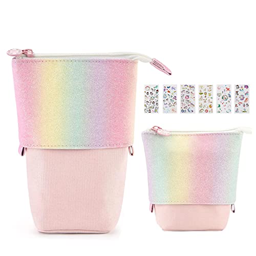 Yeahbo Federmäppchen Farbe Mädchen Teenager, Mäppchen Klein Reißverschluss, 2-in-1 Federmappe Mädchen, Schulsachen Pencil Case Stifteköcher für Teenager Schülerin Geschenk-(Rosa Yeahbo Federmäppchen Farbe Mädchen Teenager, Mäppchen Klein Reißverschluss, 2-in-1 Federmappe Mädchen, Schulsachen Pencil Case Stifteköcher für Teenager Schülerin Geschenk-(Rosa von Yeahbo