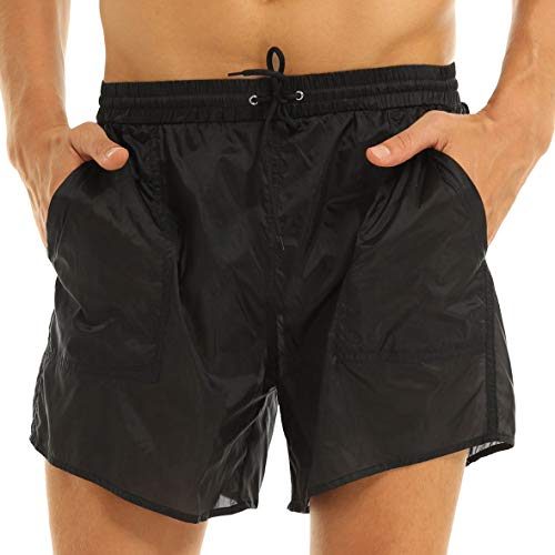 Yeahdor Herren Badeshorts Kurze Hose Boxershorts mit Kordelzug Atmungsaktive Bikini Slip Badehose Unterwäsche Schwimmen Surfen B Schwarz B L von Yeahdor