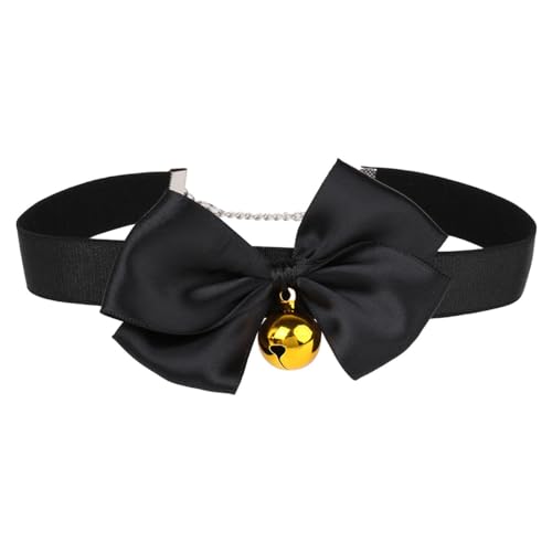 Yeahdor Damen Halsbänder Halsreif mit Glöckchen Katzenkostüm Tier Kostüm Zubehör Schleife Choker Kragen Party Cosplay, Verstellbare Größe Schwarz M von Yeahdor