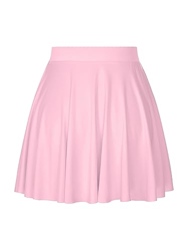 Yeahdor Damen Minirock Kurz Elastische Bund Faltenrock Atmungsaktiv Rüschenrock Stretch A-Linie Rock GOGO Clubwear Freizeit A Hell-Rosa Einheitsgröße von Yeahdor