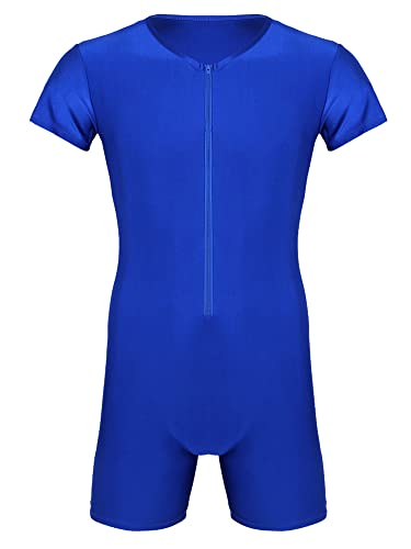 Yeahdor Herren Body Overall Einteiler Kurzarm Gymnastikanzug mit Bein Sportbody Elastische Unterhemd Unterwäsche A Blau A XXL von Yeahdor