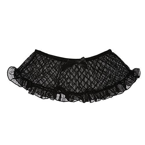 Yeahdor Herren Minirock Sissy Transparent Rock Crossdresser Spitze Rock Gay Kostüm Dessous Reizwäsche Unterwäsche B Schwarz B Einheitsgröße von Yeahdor