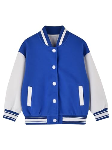 Yeahdor Kinder Jungen Baseball Jacke Sportjacke Langarm Sweatjacke Mantel Übergangsjacke Camping Schuluniform Oberbekleidung C Blau 98-104 von Yeahdor