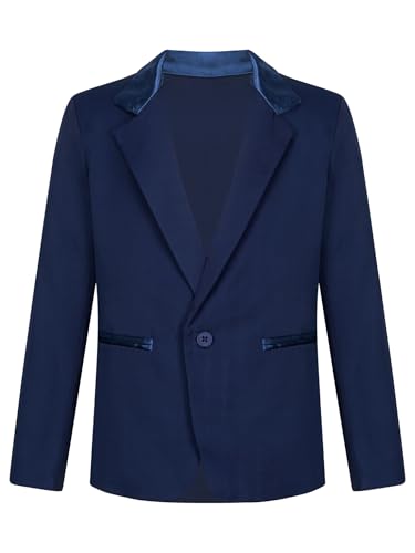 Yeahdor Kinder Jungen Blazer Jacke Langarm Gentleman Mantel AnzugjackeSmoking Anzug Sakko Hochzeit Geburtstag Party Festzug A Marine Blau 146-152 von Yeahdor