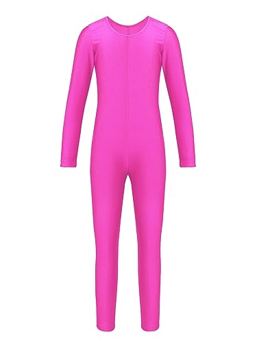 Yeahdor Kinder Mädchen Eiskunstlauf Body Langarm Turnanzug Gymnastikanzug Ganzkörperanzug Ballett Trikot Gymnastik Wettkampf Tanzkleidung A Rose 110-116 von Yeahdor