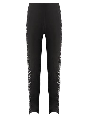 Yeahdor Kinder Mädchen Eiskunstlauf Leggings Trainingshose Mit Strass Eiskunstlauf Hose Strumpfhose Gymnastik Turnen A Schwarz 122-128 von Yeahdor