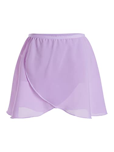 Yeahdor Kinder Mädchen Rock Ballettrock Wickelrock Basic Verstellbarer Chiffon Tanzrock Latein Tango Gymnastik Sport Tanzkleidung Lila 116-140 von Yeahdor