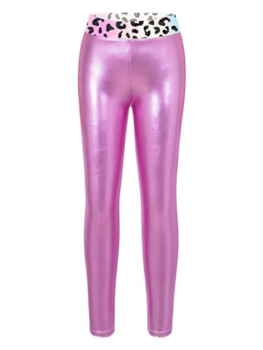 Yeahdor Kinder Mädchen Sport Leggings Glitzer Lange Hose Trainingshose Yoga Strumpfhosen Sport Gymnastik Ballettkleidung Ja Rosa A 98-104 von Yeahdor