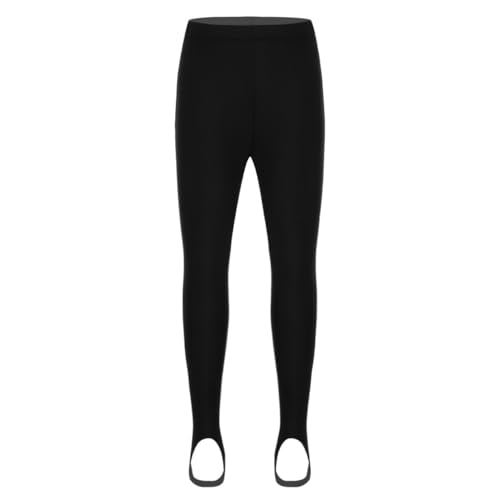 Yeahdor Kinder Mädchen Sport Leggings Glitzer Lange Hose Trainingshose Yoga Strumpfhosen Sport Gymnastik Ballettkleidung H Schwarz mit Steg 140-152 von Yeahdor