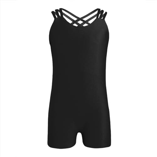 Yeahdor Mädchen Turnanzug Ärmellos Gymnastikanzug Tanzbody Turn-Leotard Ballett Trikot Training Gymnastik Tanzkleidung A Schwarz 146-152 von Yeahdor