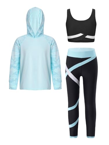 Yeahdor Mädchen Sportanzug Schnelltrocknend Langarmshirt mit Crop Top Sport BH Jogginghose Set Sweatshirt Leggings Trainingsanzug Yoga Sport Blau 146-152 Yeahdor Mädchen Sportanzug Schnelltrocknend Langarmshirt mit Crop Top Sport BH Jogginghose Set Sweatshirt Leggings Trainingsanzug Yoga Sport Blau 146-152 von Yeahdor