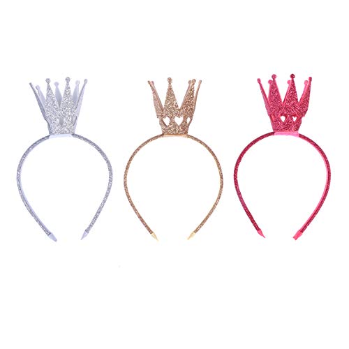 YeahiBaby YeahiBaby Prinzessin Krone Stirnband Glitzer Haarschleife Baby Geburtstag Party Tiara 3er Pack von Kisangel