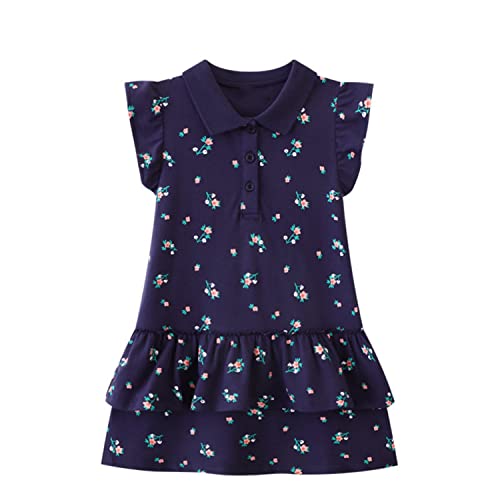 Yealoo Mädchen Kleid Kurzarm Baumwolle Spielkleidung Kleider Polo T-Shirt Kleid Freizeit Mädchenkleid von Yealoo