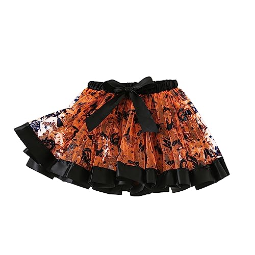 Yealoo Mädchen Röcke Halloween Tüllrock Kinder Rock Tulle Tutu Halloween Rock 2-5 Jahre Orange/Schwarz von Yealoo