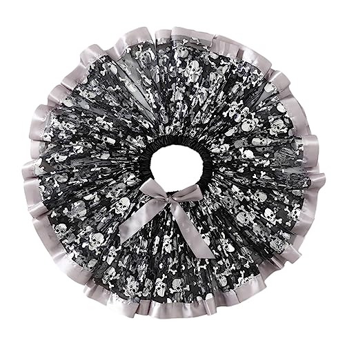 Yealoo Mädchen Röcke Halloween Tüllrock Kinder Rock Tulle Tutu Halloween Rock 2-5 Jahre Silber/Schwarz von Yealoo