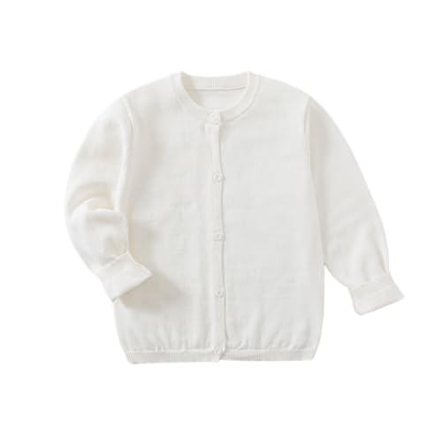 Yealoo Mädchen Strickjacke Schuluniform Baumwolle Jacke Jäckchen für Kinder Mädchen Rundhals Langarm Pullover mit Knöpfen von Yealoo