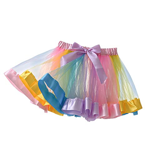 Yealoo Mädchen Tanzkleidchen Regenbogen Tüllrock Rock Tütü Tutu Rock Tanzkleid von Yealoo