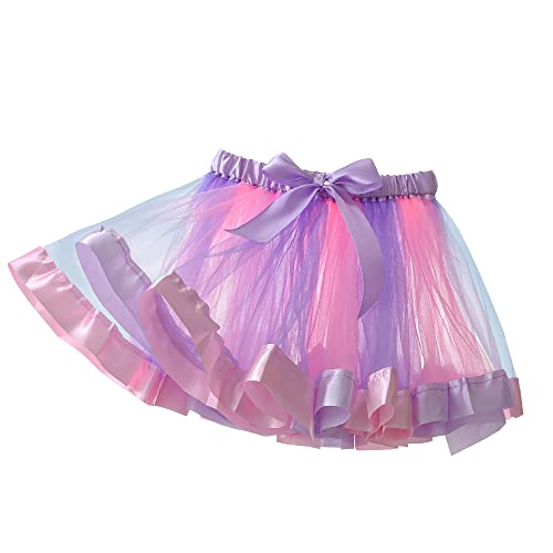 Yealoo Mädchen Tanzkleidchen Regenbogen Tüllrock Rock Tütü Tutu Rock Tanzkleid von Yealoo