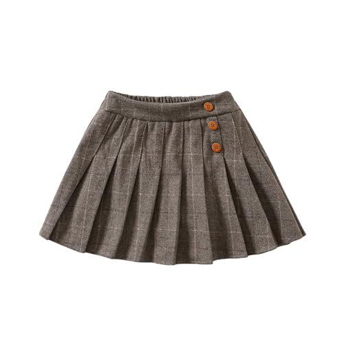 Yealoo Röcke für Mädchen Wollstoff Kariert Faltenrock mit Hose drunter Schulmädchen Dicker Winterrock von Yealoo