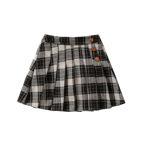 Yealoo Röcke für Mädchen Wollstoff Kariert Faltenrock mit Hose drunter Schulmädchen Dicker Winterrock von Yealoo