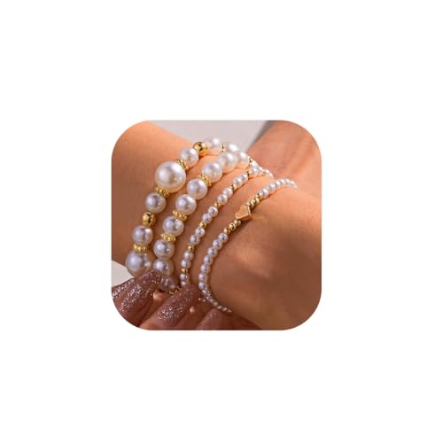 Yean Pearls Bracelets Layered Heart Charm Bracelet Set Summer Hand Chain Accessories for Women von Yean