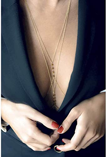 Yean Sexy Body Chain Crossover Bauchkette Bikini Taille Strandgeschirr Halskette für Frauen und Mädchen von Yean