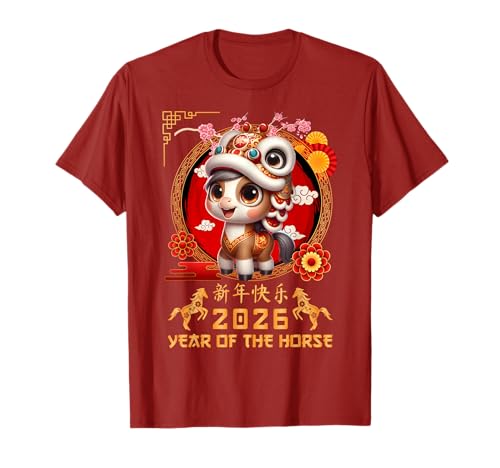 Jahr des Pferdes 2026 Chinesisches Mondneujahr 2026 Jungen Kinder T-Shirt Jahr des Pferdes 2026 Chinesisches Mondneujahr 2026 Jungen Kinder T-Shirt von Year Of The Horse 2026 Chinese Lunar New Year Tee
