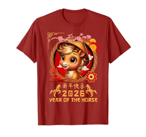 Jahr des Pferdes 2026 Chinesisches Mondneujahr 2026 Jungen Kinder T-Shirt von Year Of The Horse 2026 Chinese Lunar New Year Tee