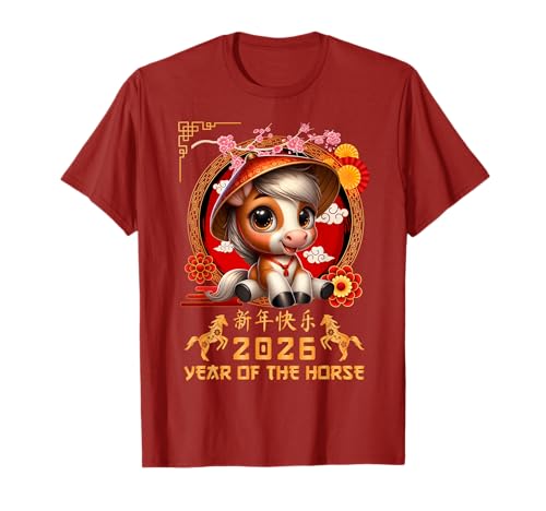 Jahr des Pferdes 2026 Chinesisches Mondneujahr 2026 Jungen Kinder T-Shirt von Year Of The Horse 2026 Chinese Lunar New Year Tee