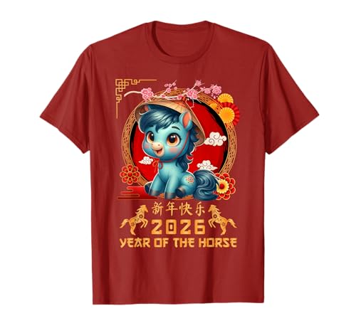 Jahr des Pferdes 2026 Chinesisches Mondneujahr 2026 Jungen Kinder T-Shirt Jahr des Pferdes 2026 Chinesisches Mondneujahr 2026 Jungen Kinder T-Shirt von Year Of The Horse 2026 Chinese Lunar New Year Tee