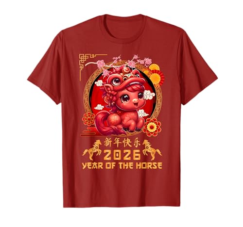 Jahr des Pferdes 2026 Chinesisches Mondneujahr 2026 Jungen Kinder T-Shirt von Year Of The Horse 2026 Chinese Lunar New Year Tee