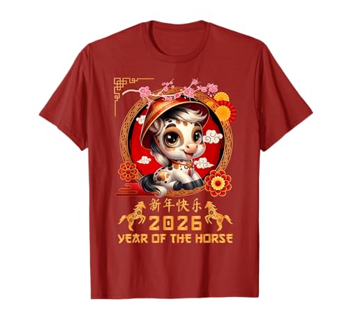 Jahr des Pferdes 2026 Chinesisches Mondneujahr 2026 Jungen Kinder T-Shirt Jahr des Pferdes 2026 Chinesisches Mondneujahr 2026 Jungen Kinder T-Shirt von Year Of The Horse 2026 Chinese Lunar New Year Tee
