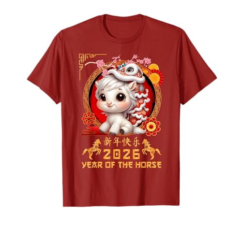 Jahr des Pferdes 2026 Chinesisches Mondneujahr 2026 Jungen Kinder T-Shirt von Year Of The Horse 2026 Chinese Lunar New Year Tee