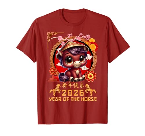 Jahr des Pferdes 2026 Chinesisches Mondneujahr 2026 Jungen Kinder T-Shirt von Year Of The Horse 2026 Chinese Lunar New Year Tee
