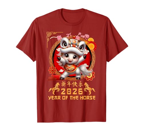 Jahr des Pferdes 2026 Chinesisches Mondneujahr 2026 Jungen Kinder T-Shirt Jahr des Pferdes 2026 Chinesisches Mondneujahr 2026 Jungen Kinder T-Shirt von Year Of The Horse 2026 Chinese Lunar New Year Tee