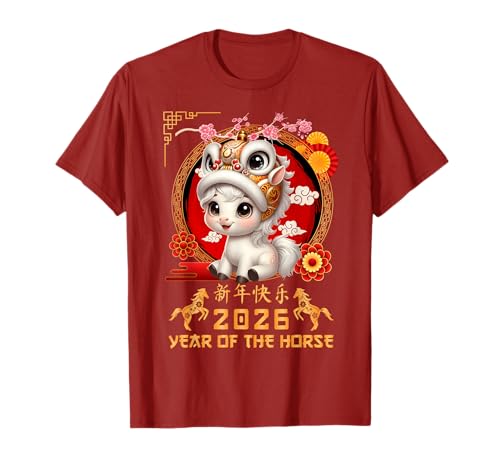 Jahr des Pferdes 2026 Chinesisches Mondneujahr 2026 Jungen Kinder T-Shirt Jahr des Pferdes 2026 Chinesisches Mondneujahr 2026 Jungen Kinder T-Shirt von Year Of The Horse 2026 Chinese Lunar New Year Tee
