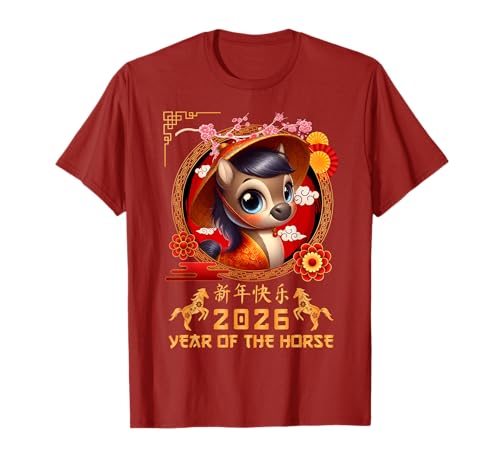 Jahr des Pferdes 2026 Chinesisches Mondneujahr 2026 Jungen Kinder T-Shirt von Year Of The Horse 2026 Chinese Lunar New Year Tee